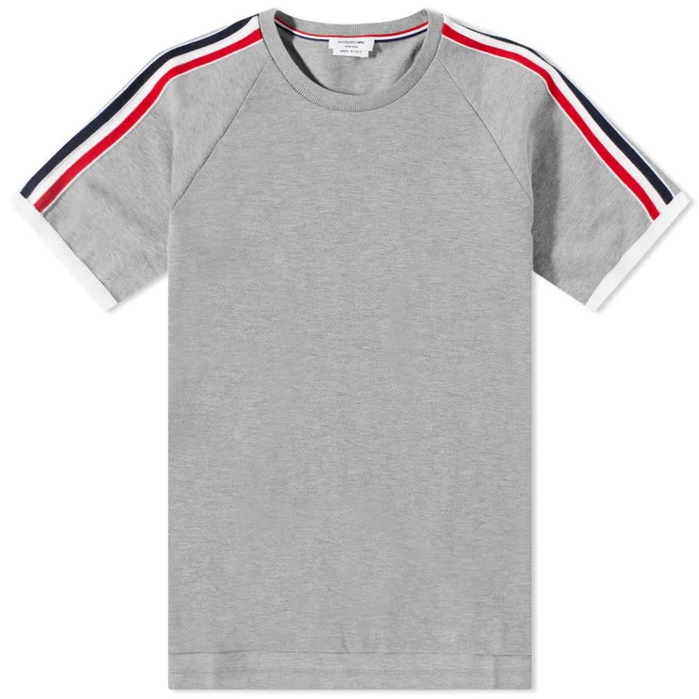Thom Browne Raglan Grosgrain Striped Tee 1 Thom Browne Raglan Grosgrain Striped Tee
