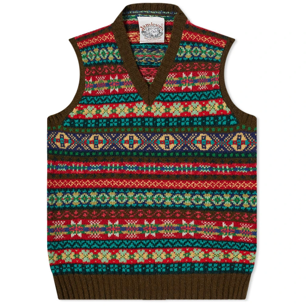 Jamiesons Of Shetland Jamieson's Of Shetland Fair Isle V-Neck Vest 1 Jamiesons Of Shetland Jamieson's Of Shetland Fair Isle V-Neck Vest