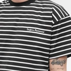Uniform Experiment Embroidery Logo Stripe Tee -Jamiesons Shop 11 05 2022 JD UE 220039 BKW 10 1